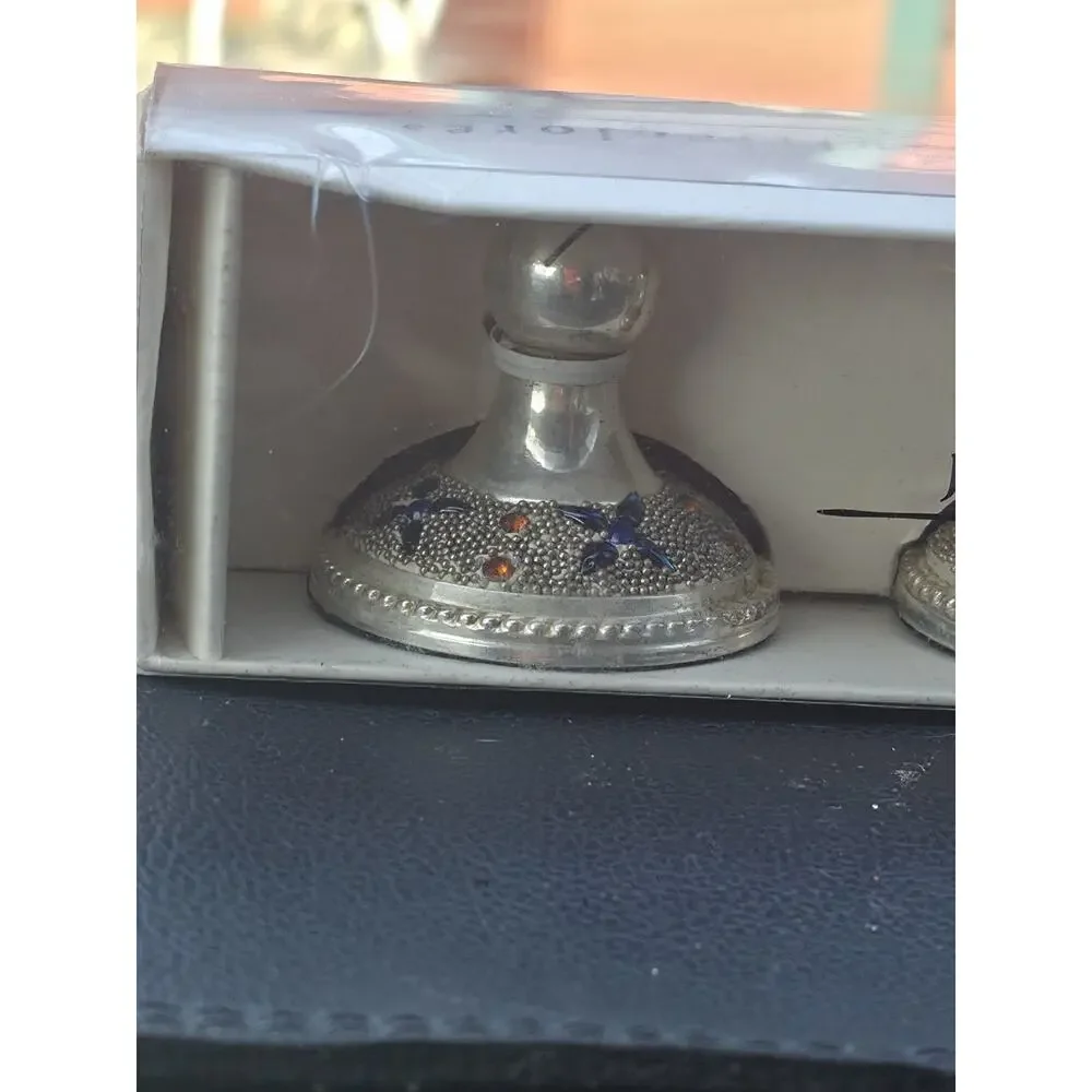 4 Pier One Jeweled Placecard holders. Silver plated Jeweled